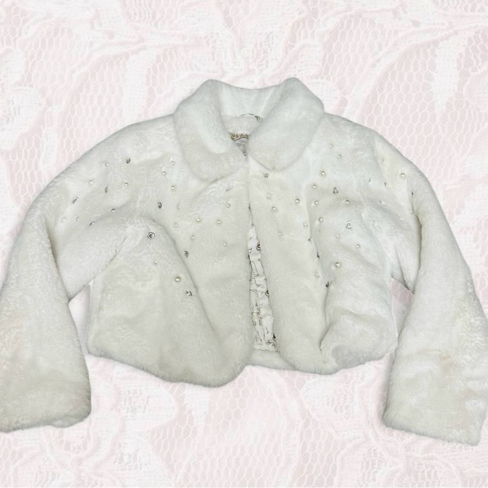 Disney Princess White and Gold Faux Fur Jacket
